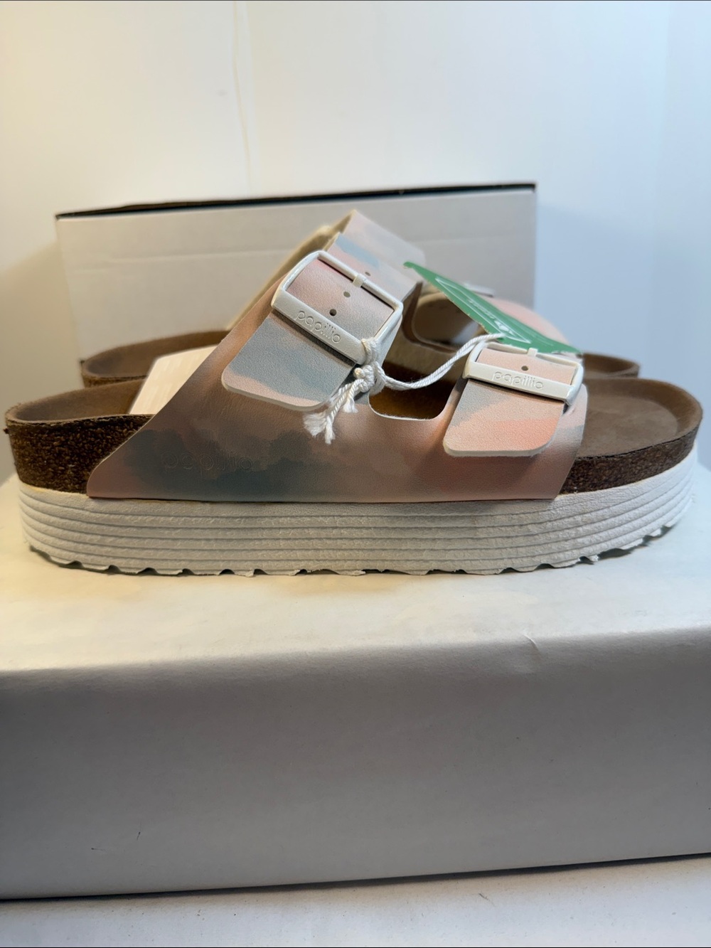 Papillio Platform Double Buckle Sandals in Pastel Tie-Dye - Picture 3 of 3